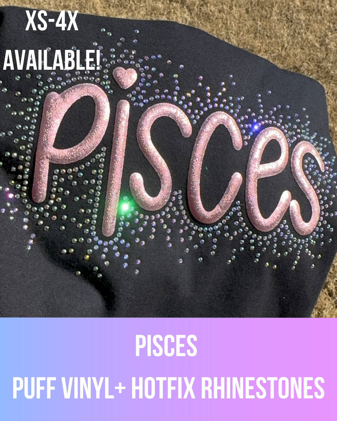Pisces Puff Vinyl + Rhinestone Tee