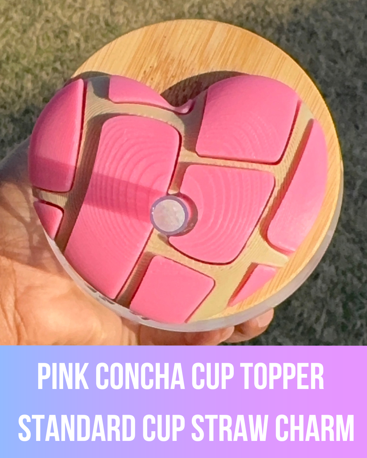 Pink Concha Cup Topper| Standard Cup Charm